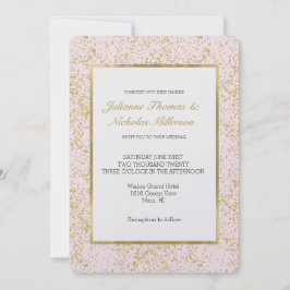シック金ゴールドピンク赤面紙吹雪スパークル結婚ズ 招待状