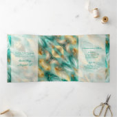 シック金ゴールドフェザーズスウィート16パーティの招待状 三つ折り招待状 (内部)