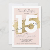 シック金ゴールドフォイル筆跡赤面キンセアニェラ写真 招待状 (正面)