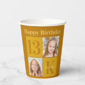 シック金ゴールドフォトカスタム誕生日パーティー 紙コップ (裏面)