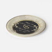 シック金ゴールドフラワーズハート50結婚th's Anniverssar ペーパープレート (アングル)