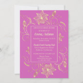 シック金ゴールドフラワーズブライダルシャワー招待 招待状 (正面)