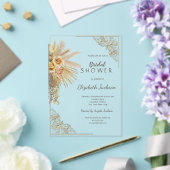 シック金ゴールドフレームボホフラワーズブライダルシャワー アクリル招待状 (インサイチュ (ウェディング))