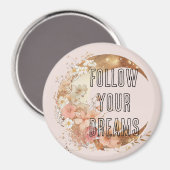 シック金ゴールドフレーム赤面ピンクフローラ マグネット (正面/裏面)