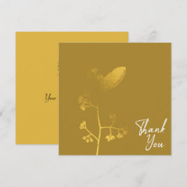 シック金ゴールドフロバーエレガントホワイト文字 サンキューカード