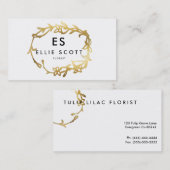 シック金ゴールドフローラフレーム |ビジはっきりしたネス 名刺 (正面/裏面)