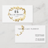 シック金ゴールドフローラフレーム |ビジはっきりしたネス 名刺 (正面/裏面)