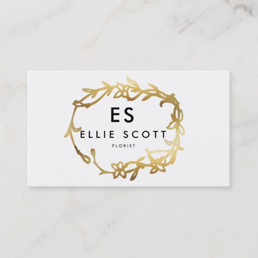 シック金ゴールドフローラフレーム |ビジはっきりしたネス 名刺 (正面)