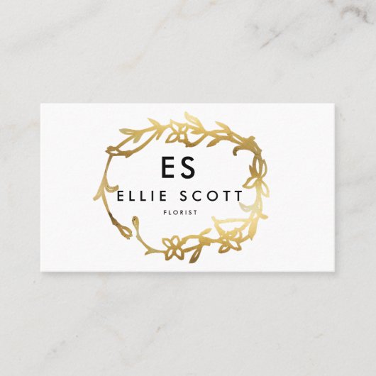 シック金ゴールドフローラフレーム |ビジはっきりしたネス 名刺 (正面)