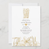 シック金ゴールドフローラブライダルシャワー 招待状 (正面)