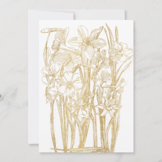 シック金ゴールドフローラブライダルシャワー 招待状 (裏面)