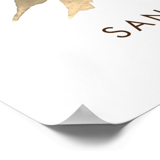 シック金ゴールドフローラリースハートフォトウェルカム ポスター (角)