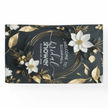 シック金ゴールドフローラリースブライダルシャワーウェルカムサイン