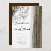 シック金ゴールドブラウンフローラベージュ抽象芸術結婚ズ 招待状 (正面/裏面)