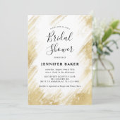シック金ゴールドブラシストロークブライダルシャワー 招待状 (スタンド正面)
