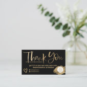 シック金ゴールドブラシフォントブラックシック感謝していオーダー 名刺 (スタンド正面)