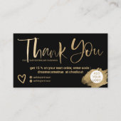 シック金ゴールドブラシフォントブラックシック感謝していオーダー 名刺 (正面)