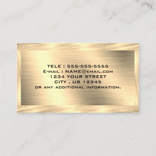 シック金ゴールドブラシ仕上げスパークリーメタルルック – カスタム 名刺 (裏面)