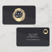 シック金ゴールドブラシ付きレザーカラーブロック 名刺 (正面/裏面)