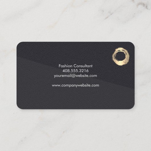 シック金ゴールドブラシ付きレザーカラーブロック 名刺 (裏面)