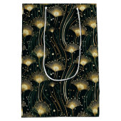 シック金ゴールドブラックアートデコフローラ ミディアムペーパーバッグ (裏面)