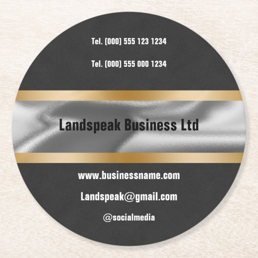 シック金ゴールドブラックスエード振興事業 ラウンドペーパーコースター (正面)