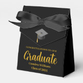 シック金ゴールドブラックパーソナライズされた卒業パーティー フェイバーボックス (正面サイド)