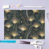 シック金ゴールドブラックフローラアートデコ 薄葉紙 (クラフト)