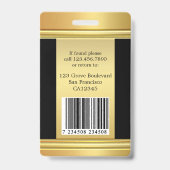 シック金ゴールドブラック従業員フォトIDバッジ バッジ (裏面)