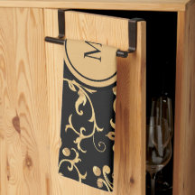 シック金ゴールドブラック王室のモノグラムダマスク