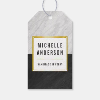 シック金ゴールドブラック&ホワイト大理石ハンドメイドジュエリー ギフトタグ