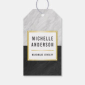 シック金ゴールドブラック&ホワイト大理石ハンドメイドジュエリー ギフトタグ (裏面)