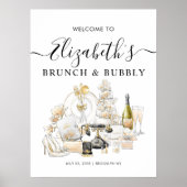 シック金ゴールドブランチ&バブーブリーウェルカムブライダルシャワー ポスター (正面)