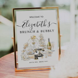 シック金ゴールドブランチ&バブーブリーウェルカムブライダルシャワー ポスター