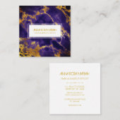 *~*シック金ゴールドブルーガーリーマーブルヘアメイクアップ スクエア名刺 (正面/裏面)
