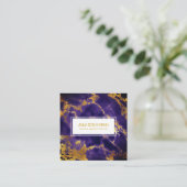 *~*シック金ゴールドブルーガーリーマーブルヘアメイクアップ スクエア名刺 (スタンド正面)