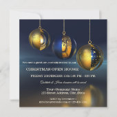 シック金ゴールドブルー芸術的クリスマスパーティの招待状 招待状 (正面)