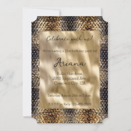 シック金ゴールドブロンズブラックスネークスキン 招待状