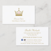 シック金ゴールドプリンセスクラウンピンクローズ美容師 名刺 (正面/裏面)