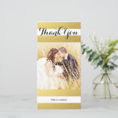 シック金ゴールドプリント | 写真結婚ありがとう サンキューカード (スタンド正面)