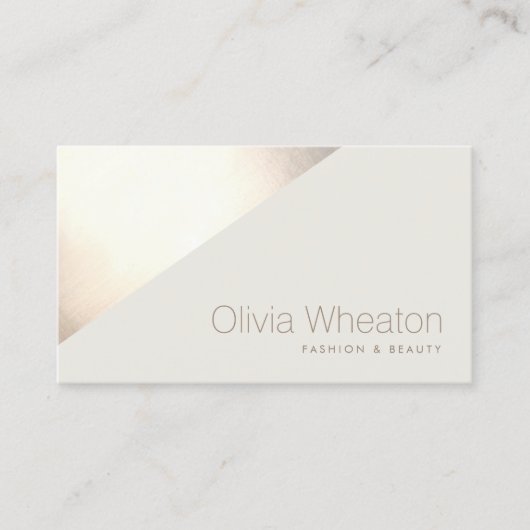 シック金ゴールドベージュジオメトリックスタイリスト 名刺 (正面)