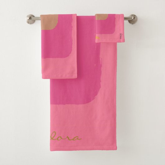 シック金ゴールドベージュピンクオレンジ抽象芸術 バスタオルセット (インサイチュ)