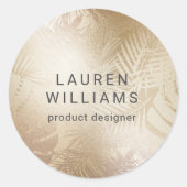 シック金ゴールドホイルフェイクモノグラエレガントグラム ラウンドシール (正面)