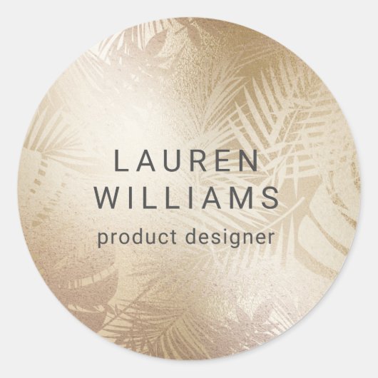 シック金ゴールドホイルフェイクモノグラエレガントグラム ラウンドシール (正面)