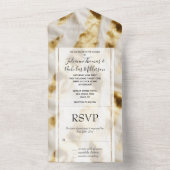 シック金ゴールドホワイトコウィド オールインワン招待状 (内側)