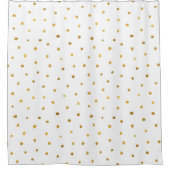 シック金ゴールドホワイトドット シャワーカーテン (正面)