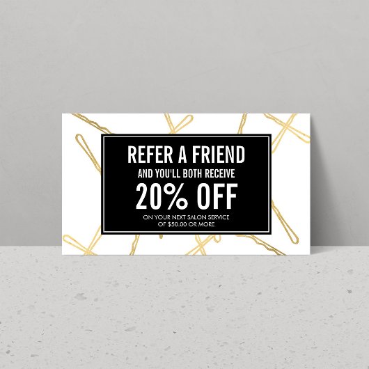 シック金ゴールドボビーピンヘアサロン紹介カード 紹介カード