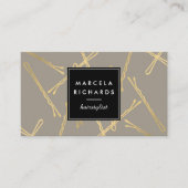 シック金ゴールドボビーピン美容師サロングレー 名刺 (正面)