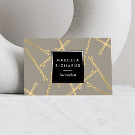 シック金ゴールドボビーピン美容師サロングレー 名刺