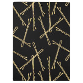 シック金ゴールドボビーピン美容師サロンブラック クリップボード (裏面)